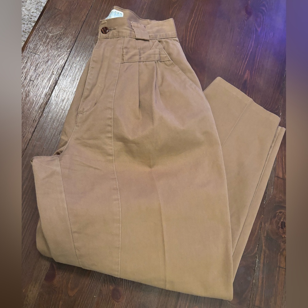 Y2K KHAKI HIGH WAIST CARGO PANTS PLEATED SLIGHT BARREL LEG BY MIXED BLUE SIZE 7 - Picture 5 of 15